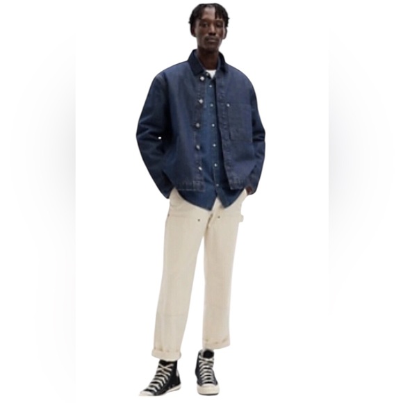 Gap Barn Coat Lined Denim Chore Jacket XXL Quilted Lining Corduroy Collar - Picture 1 of 12